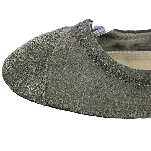 Toms Womens Gray Leather Reptile Print Slip On Square Toe Ballet Flats Shoes 7 - Picture 5 of 16